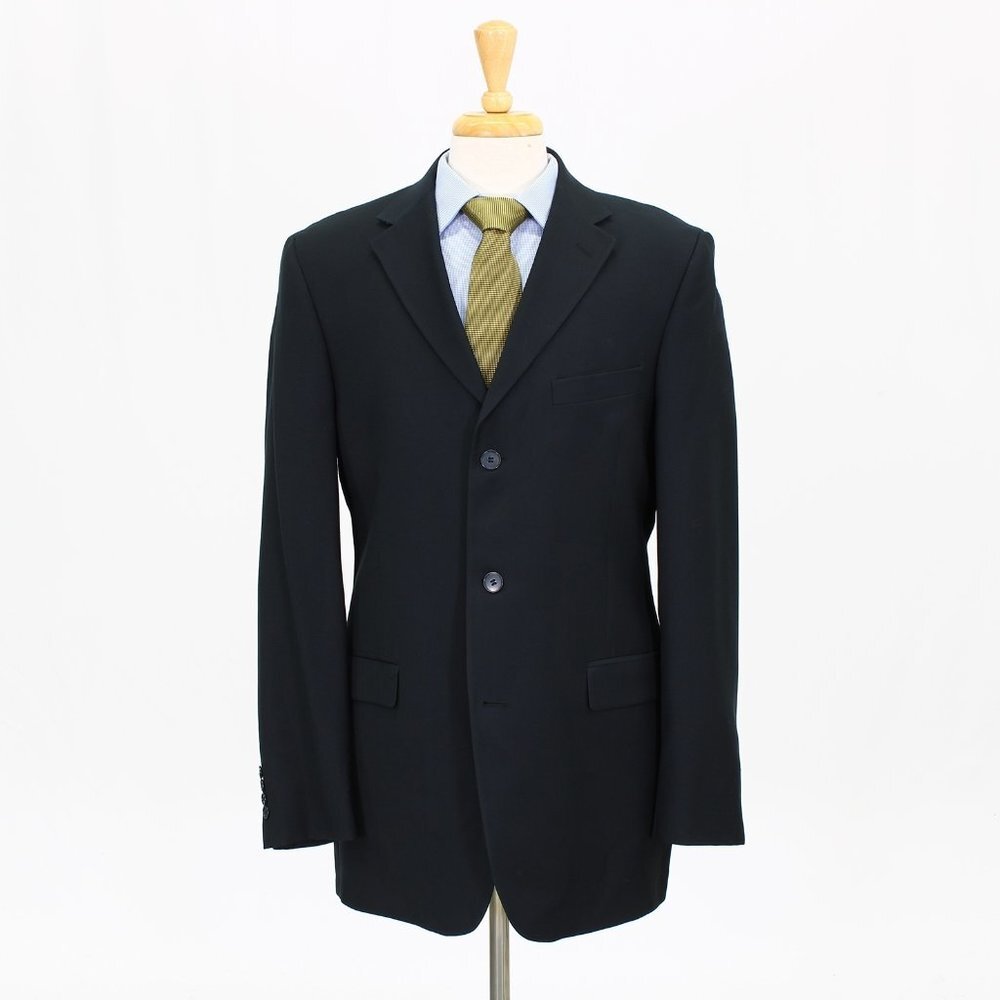 Kenneth Cole 42L Navy Solid 3-Button Sport Coat Blazer Jacket B793